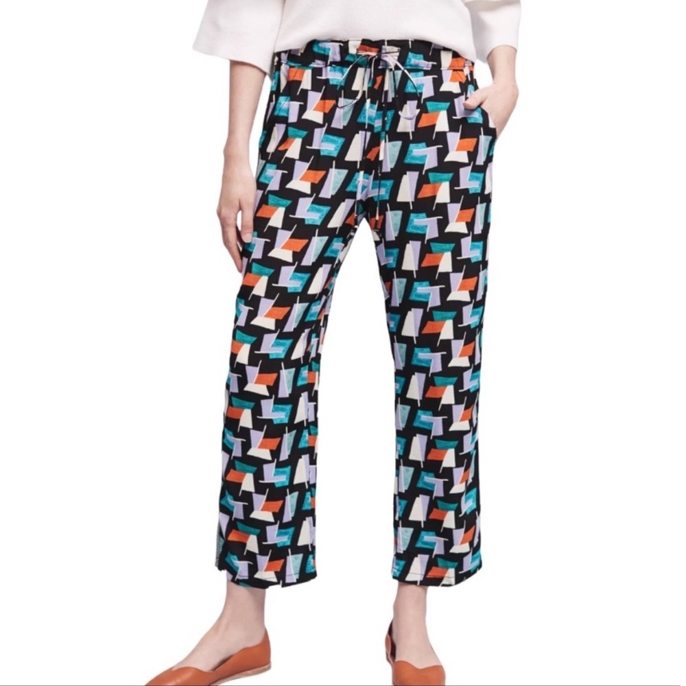Hei Hei Anthropologie Geometric Print Drawstring Pants Black Multi Size S